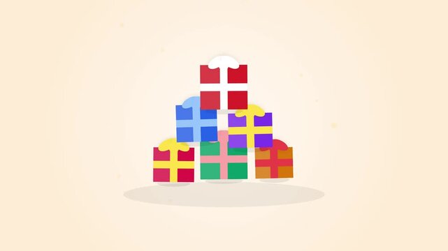 Gifts Stack Animation with Colorful Presents and Bows