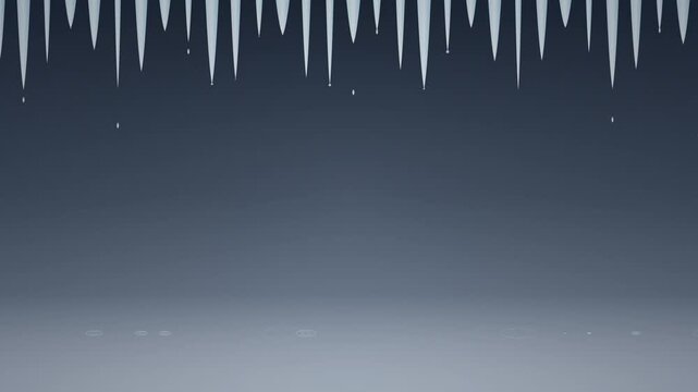 Icicles Melting into Puddles on a Minimalist Blue Background