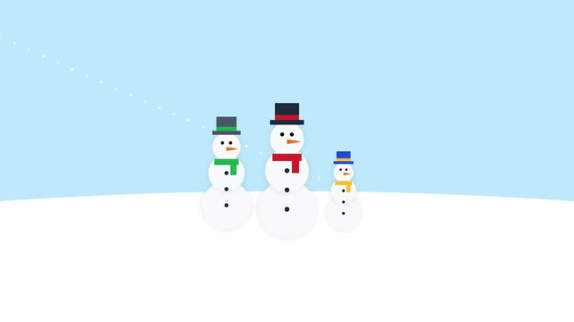 Snowman Family Flat Illustration for Winter Holiday Design