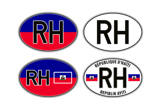 Haiti, oval international vehicle registration code license plate car sticker, vector illustration