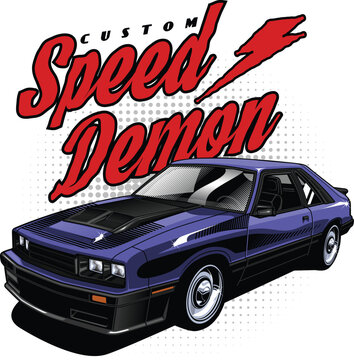 Custom Speed Demon Muscle Car Vintage Automotive Illustration