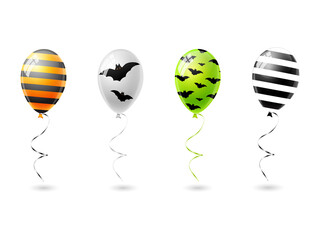 Halloween balloons in orange, white, and green for party decoration on transparent background © MSTSAKHINA