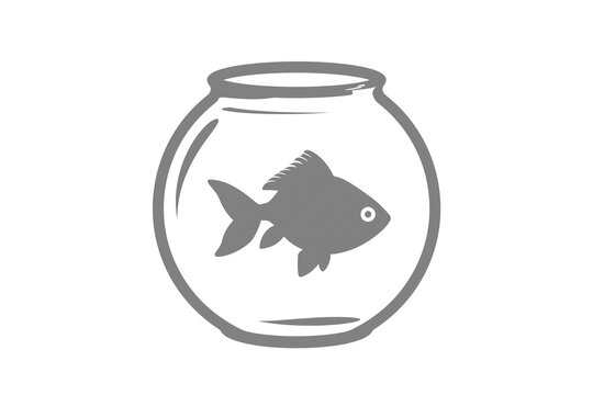 金魚と水槽のシルエットイラスト ペットや癒しの合成用レイヤー素材