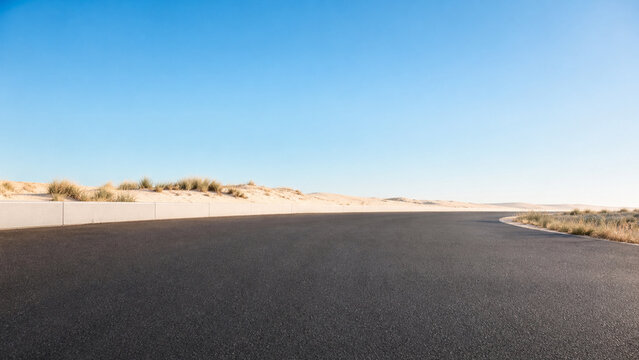 Empty sand dune boulevard background for vehicle advertising placement