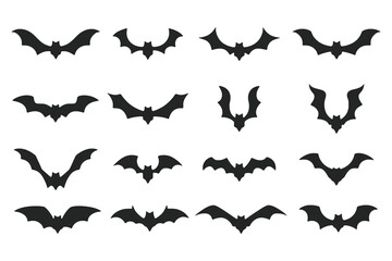Fototapeta premium Bat silhouettes arranged on a plain white background