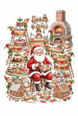 Fototapeta premium Grand Santa's Magical Bakery Panorama Vignette.svg