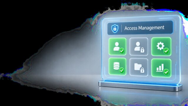 Access Management Glassmorphic Dashboard with Permission Status Icons