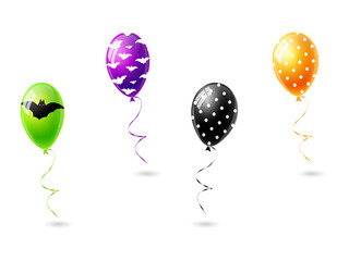 Halloween party balloons in spooky colors transparent background © MSTSAKHINA