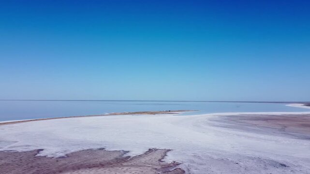 Aerial View of Elton Lake Salt Flats, Volgograd Region, Russia