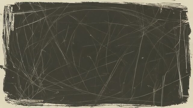Grungy textured frames with scratches and distressed borders reveal a dark abstract background for cinematic titles