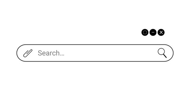 Clean UI search bar animation on white background. Web design search elements.