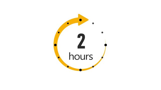 Clock 2 hours icon, isolated on transparent background with alpha channel Clock , timer time passage waiting time animation (4K) , 2 hours