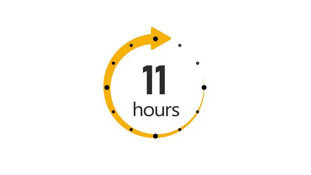 Clock 11 hours icon, isolated on transparent background with alpha channel Clock , timer time passage waiting time animation (4K) , 11 hours