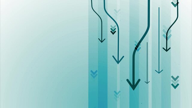Abstract background with downward arrows and vertical lines, showing decline movement and data flow animation