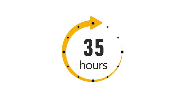 Clock 35 hours icon, isolated on transparent background with alpha channel Clock , timer time passage waiting time animation (4K) , 35 hours