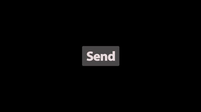 Send CTA Text Animation on Red Button with Arrow Cursor Click on Transparent Background for Email, Message, Contact Form, Website, App.
