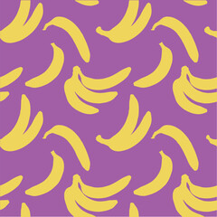 Fototapeta premium Seamless Banana Pattern on Bright Yellow Background, Colorful Tropical Fruit Vector