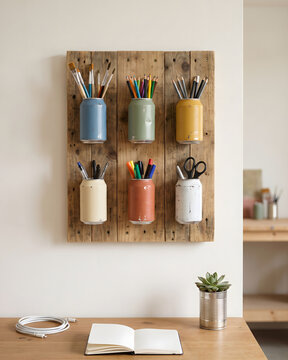 Creative Wall Organizer Using Aluminum Cans.