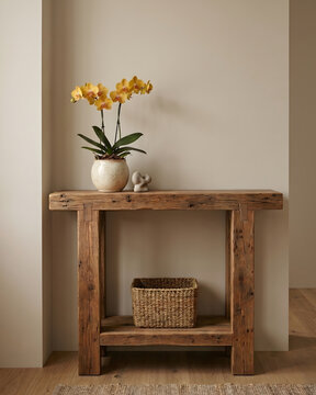 Sustainable sideboard made of reclaimed wood.