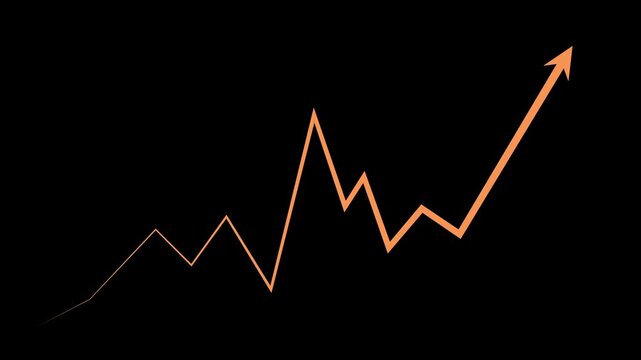 Line chart rise and sudden drop suggesting market volatility and financial decline animation