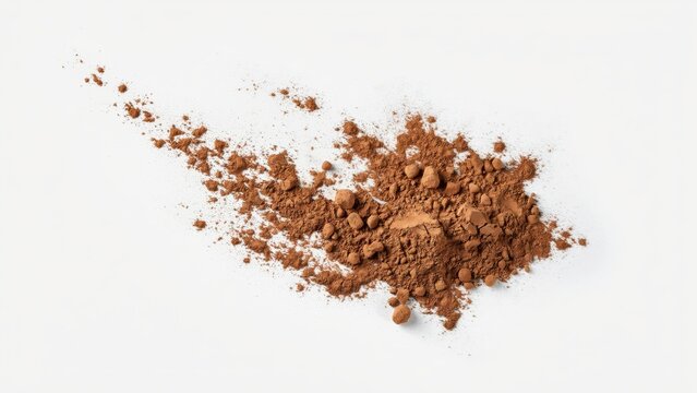 Pile of cocoa powder isolated on white background