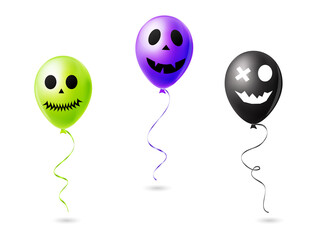 Spooky Halloween balloons in eerie glowing colors transparent background © MSTSAKHINA