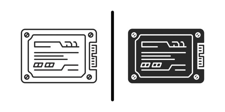 Title: SSD solid state drive computer hardware vector icon