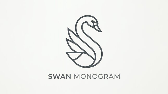 Minimalist Geometric Swan CrestIcon Combining Bird Silhouette with Initial Letter Alphabet Design swan letter monogram geometric bird initialsymbol identity brand alphabet typography