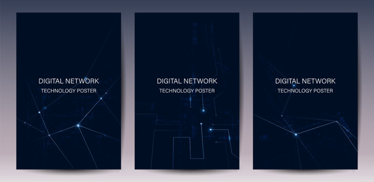 Futuristic digital glowing blue lines technology background with Innovation and connection network background for tech event poster or presentation product business