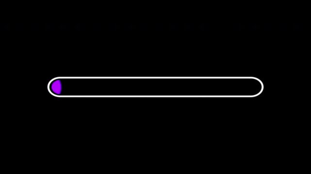 Diagonal move Progress Bar Animation on Black Background &ndash; Colorful Loading Bar UI, Modern Download Progress Indicator, Seamless Loop, 4K Motion Graphics with Alpha