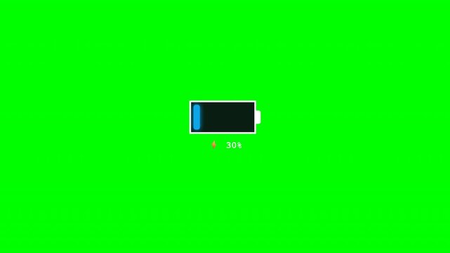 Battery status charging level up indicator on green screen