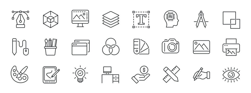 Design graphic thin line icons. For website marketing design, logo, app, template, ui, etc. Vector illustration.