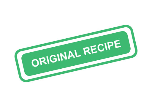 Original recipe green rectangular label sticker badge with white text isolated on a clean transparent background design isolated on transparent background
