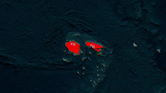 Fiji Map Animation &ndash; Pacific Island Country Location Highlighting