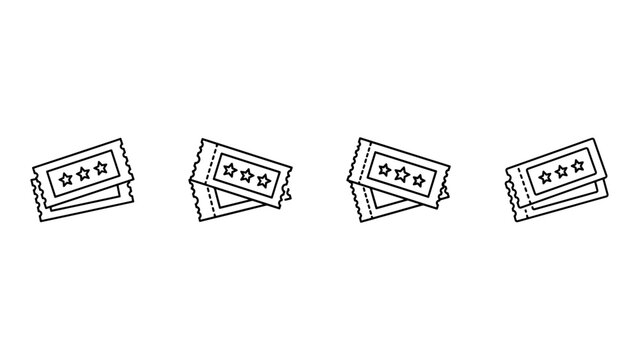 Movie tickets icon set with stars for entertainment and event entry pass collection.