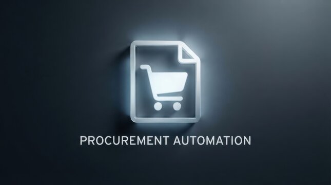 Procurement Automation Document and Cart Icon on Dark Background