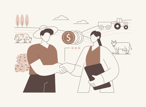 Beginning farmers and ranchers loans isolated cartoon vector illustrations.