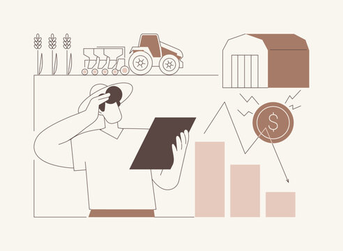 Farm bankruptcy isolated cartoon vector illustrations.