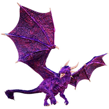 3D Rendering Fairy Tale Dragon on White