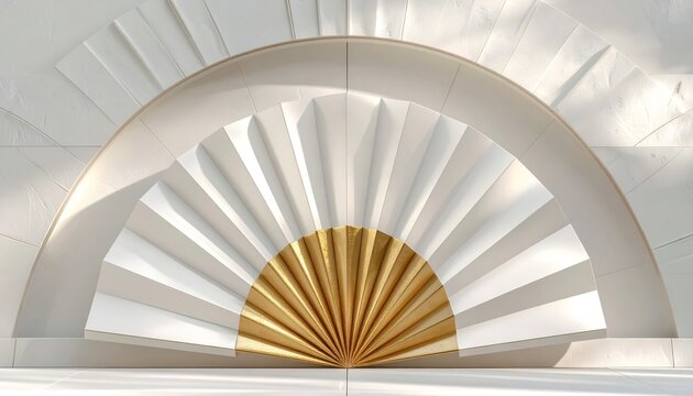 Neo deco arch fan abstract gold white background