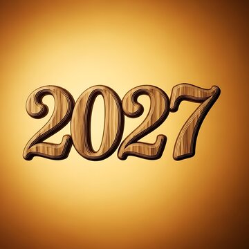 3d wooden numbers 2027 on a warm golden gradient background