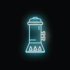 Futuristic spacecraft lander design emitting a bright blue light in digital art style © anatolir