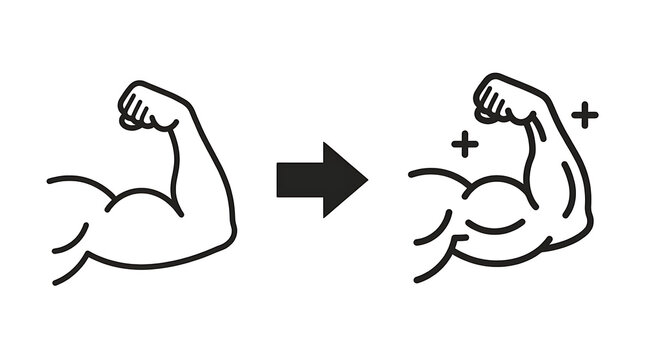 Illustration of Arm Bicep Flexing and Muscle Strength