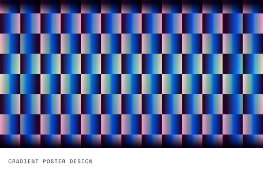 Abstract Blue Red Optical Pattern with Distorted Geometric Grid