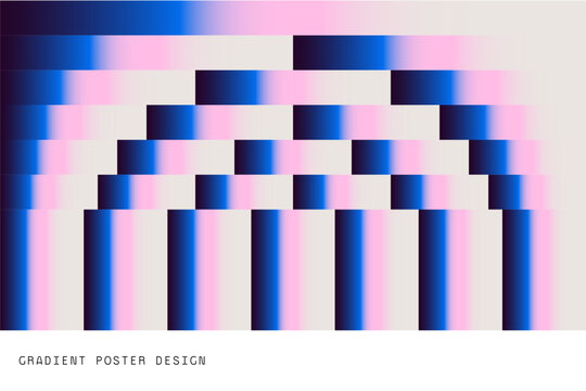 Abstract Pink Blue Optical Pattern with Concentric Geometric Arches