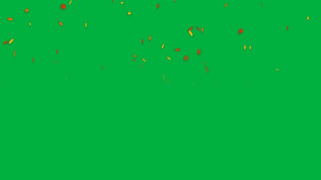 Falling autumn leaves fading in middle seamless loop green screen chroma key video overlay 4k