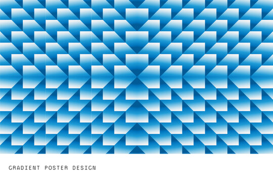 Abstract Blue Geometric Pattern with Repeating Three Dimensional Shapes