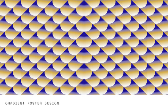 Abstract Yellow Blue Geometric Pattern with Repeating Three Dimensional Shapes
