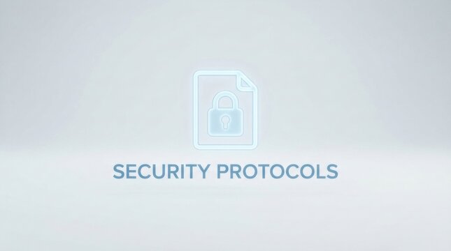 Security Protocols Document and Lock Icon on Light Background