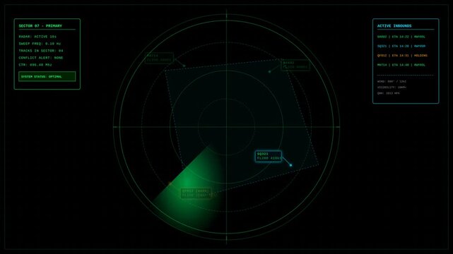 Digital Radar Interface with Scanning Beam and Flight Tracking Data for Air Traffic Control Systems